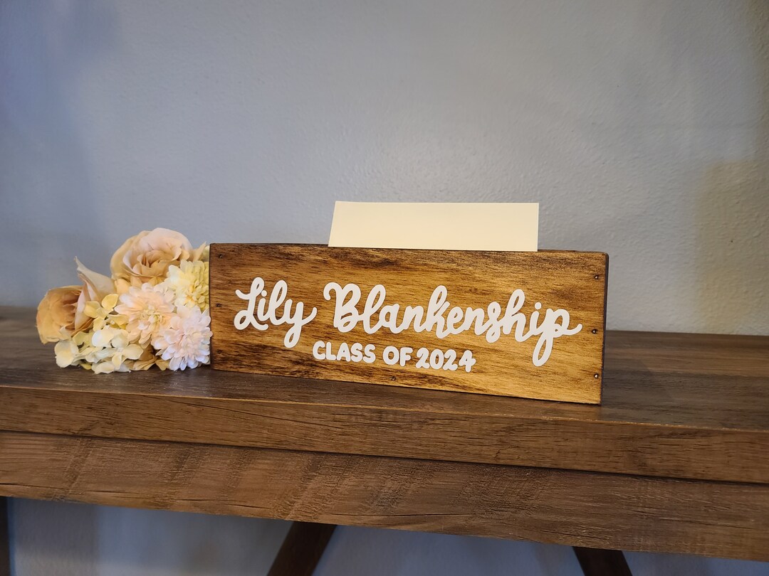 Personalized Graduation Card Box, grad party decor, keepsake gift for graduate, dorm room decor, desk organizer, custom card box | MakerPlace by Michaels Personalized Graduation Card Box, grad party decor, keepsake gift for graduate, dorm room decor, desk organizer, custom card box | MakerPlace by Michaels